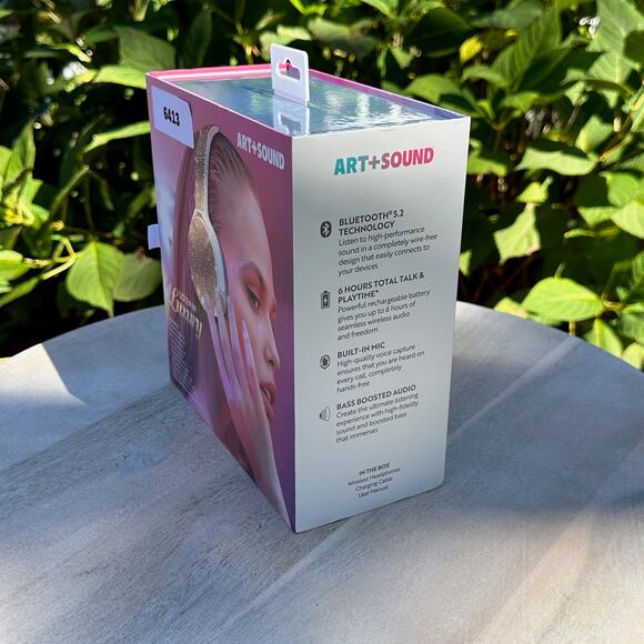 NEW Art+Sound Bling Wireless Headphones 6Hrs playtime. White Pink rhinestones - Picture 3 of 15